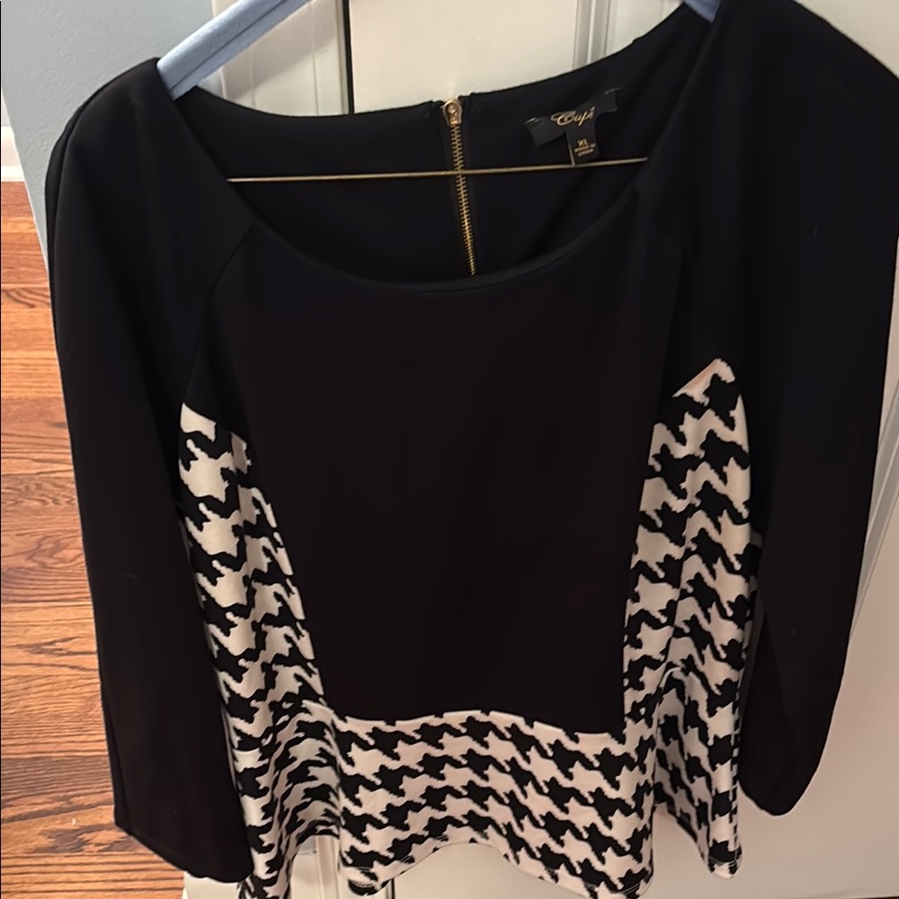 Cupid Black and White Boxy Blouse